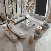 Trueliving Luxurious Dark Eight Seater Sofa Velvet Finish 0.87D x 3.95W x 0.87H Meters